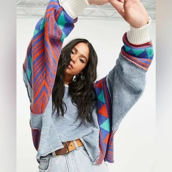 Free People Bermuda combo oversized sweater - Picture 2 of 11